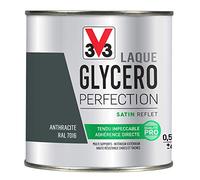 V33 Peinture multi-supports monocouche Laque Glycéro satin, Anthracite, 0,5L