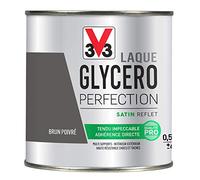 V33 Peinture multi-supports monocouche Laque Glycéro satin, Brun Poivre, 0,5 L
