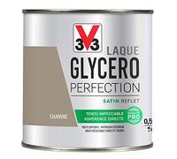 V33 Peinture multi-supports monocouche Laque Glycéro satin, Chanvre 0,5L | Tendu impeccable, Adhérence directe, Multi-supports, Intérieur-Extérieur, Haute résistance taches et chocs