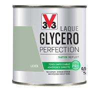 V33 Peinture multi-supports monocouche Laque Glycéro satin, Lichen, 0,5L