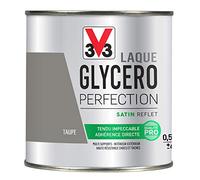 V33 Peinture multi-supports monocouche Laque Glycéro satin, Taupe 0,5L | Tendu impeccable, Adhérence directe, Multi-supports, Intérieur-Extérieur, Haute résistance taches et chocs