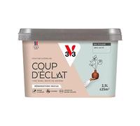 V33 Peinture murale intérieure Coup d'Éclat® Gris lacté Mat Poudré 2,5L | Tous murs neuf ou anciens, Rénovation facile, Masque les défauts, Lessivable, Contient des matières recy s