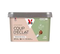V33 Peinture murale intérieure Coup d'Éclat® Vert lichen Mat Poudré 2,5L | Tous murs neuf ou anciens, Rénovation facile, Masque les défauts, Lessivable, Contient des matières recy s