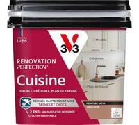 V33 Peinture Rénovation Perfection® Cuisine Brun Ocré Satin 750ml | Haute Résistance taches et Chocs - Ultra-Lessivable - Meuble - Crédence - Plan de travail