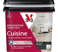 V33 Peinture Rénovation Perfection® Cuisine Noir Smoky Mat 750ml | Haute Résistance taches et Chocs - Ultra-Lessivable - Meuble - Crédence - Plan de travail