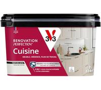 V33 Peinture Rénovation Perfection® Cuisine Voile de Coton Satin - 2L | Haute Résistance taches et Chocs - Ultra-Lessivable - Meuble - Crédence - Plan de travail