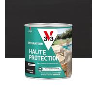 V33 Saturateur bois extérieur Anthracite mat - Pour terrasses et mobilier de jardin - Haute résistance eau chlorée, UV et graisse - Sans essuyage et non glissant - Résine d'origine végétale - 0,75L
