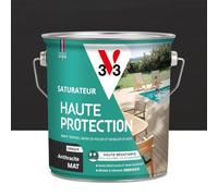 V33 Saturateur bois extérieur Anthracite mat - Pour terrasses et mobilier de jardin - Haute résistance eau chlorée, UV et graisse - Sans essuyage et non glissant - Résine d'origine végétale - 2,5L