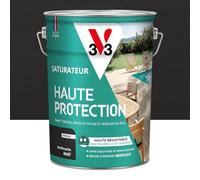 V33 Saturateur bois extérieur Anthracite mat - Pour terrasses et mobilier de jardin - Haute résistance eau chlorée, UV et graisse - Sans essuyage et non glissant - Résine d'origine végétale - 5L