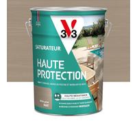 V33 Saturateur bois extérieur Bois grisé mat - Pour terrasses et mobilier de jardin - Haute résistance eau chlorée, UV et graisse - Sans essuyage et non glissant - Résine d'origine végétale - 5L