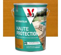 V33 Saturateur bois extérieur Chêne clair mat - Pour terrasses et mobilier de jardin - Haute résistance eau chlorée, UV et graisse - Sans essuyage et non glissant - Résine d'origine végétale - 5L