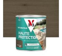 V33 Saturateur bois extérieur Gris fumé mat - Pour terrasses et mobilier de jardin - Haute résistance eau chlorée, UV et graisse - Sans essuyage et non glissant - Résine d'origine végétale - 0,75L