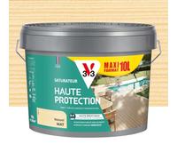 V33 Saturateur Bois extérieur Naturel mat - Pour terrasses et mobilier de jardin - Haute résistance eau chlorée, UV et graisse - Sans essuyage et non glissant - Résine d'origine végétale - 10L