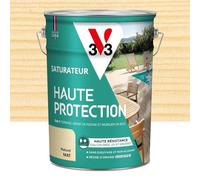V33 Saturateur bois extérieur Naturel mat - Pour terrasses et mobilier de jardin - Haute résistance eau chlorée, UV et graisse - Sans essuyage et non glissant - Résine d'origine végétale - 5L