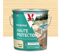 V33 Saturateur bois extérieur Naturel mat - Pour terrasses et mobilier de jardin - Haute résistance eau chlorée, UV et graisse - Sans essuyage et non glissant - Résine d'origine végétale - 2,5L