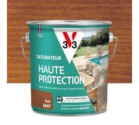 V33 Saturateur bois extérieur Teck mat - Pour terrasses et mobilier de jardin - Haute résistance eau chlorée, UV et graisse - Sans essuyage et non glissant - Résine d'origine végétale - 2,5L