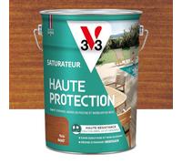 V33 Saturateur bois extérieur Teck mat - Pour terrasses et mobilier de jardin - Haute résistance eau chlorée, UV et graisse - Sans essuyage et non glissant - Résine d'origine végétale - 5L