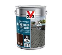 V33 Saturateur Rénovation Terrasses Et Bardages, Chêne Carbone 5L