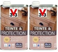 V33 Teinte & protection meubles et boiseries, Chêne clair 0,5L (Lot de 2)