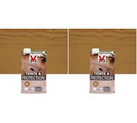 V33 Teinte & protection meubles et boiseries, Chêne moyen 0,5L (Lot de 2)