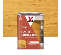 V33 Vernis bois extérieur Chêne clair satin - Haute Protection - Haute résistance rayures et UV - Anti-goutte et tendu bon - Ecolabel - 1L