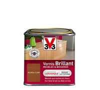 V33 Vernis intérieur Brillant meubles & boiseries, Acajou clair 0,5L