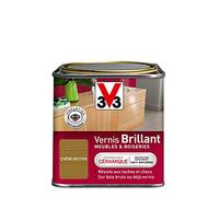 V33 Vernis intérieur Brillant meubles & boiseries, Chêne moyen 0,5L