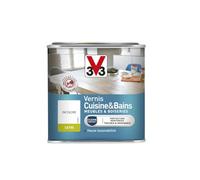 V33 Vernis intérieur cuisine & bains meubles et boiseries, Incolore satin 0,5L