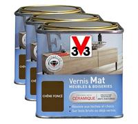V33 Vernis intérieur Mat meubles & boiseries, Chêne foncé 0,5L (Lot de 3)