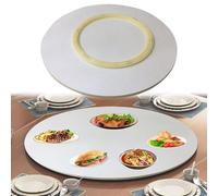 V3VOGUE Plateau De Service Rotatif Lazy Susan En Bois Rond, Ø 90cm Grand Plateau Tournante Pour Table À Manger, Assiette De Service 360° Rotative, Avec Roulement Silencieux(Beige,Ø50cm)