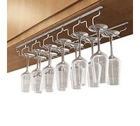 V3VOGUE Support À Verre Vin Inversé, Porte-Verres À Pied Suspendu avec 3/4/5/6/7/8 Rails, Wine Glass Holder, Porte-Verres Stemware pour Armoires À Vin, Bars, Cuisines (Row : 6Row, Size : Width: 18cm)