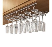 V3VOGUE Support À Verre Vin Inversé, Porte-Verres À Pied Suspendu avec 3/4/5/6/7/8 Rails, Wine Glass Holder, Porte-Verres Stemware pour Armoires À Vin, Bars, Cuisines (Row : 6Row, Size : Width: 28cm)