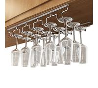 V3VOGUE Support À Verre Vin Inversé, Porte-Verres À Pied Suspendu avec 3/4/5/6/7/8 Rails, Wine Glass Holder, Porte-Verres Stemware pour Armoires À Vin, Bars, Cuisines (Row : 5Row, Size : Width: 28cm)
