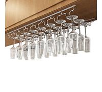 V3VOGUE Support À Verre Vin Inversé, Porte-Verres À Pied Suspendu avec 3/4/5/6/7/8 Rails, Wine Glass Holder, Porte-Verres Stemware pour Armoires À Vin, Bars, Cuisines (Row : 8Row, Size : Width: 28cm)
