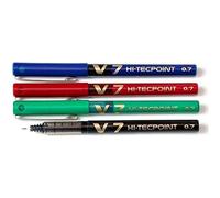 V7 Hi-Techpoint Rollerball Pen - Black, Blue, Red, Green (Pack Of 4)