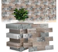 VA-Cerulean 3D autocollant de carrelage, panneau mural en vinyle PVC dosseret de cuisine carreaux adhésifs autocollants pour salle de bain, cuisine, 34x29cm, 10 pièces (couleur H)