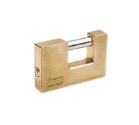 Vachette Cadenas à clé Rectangulaire Titan en Laiton 90mm 1000-90/SC Résistance élevée aux intempéries, Utilisation extérieure intérieure, Fonction clé prisonnière, Anse Acier Cémenté, 2 Clés