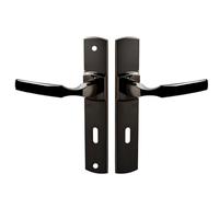 Vachette Ensemble de Poignée de Porte sur Plaque ARTIS - Version Clé L pour Porte de Chambre et Bureau - Entraxe 195 mm - Matériau Zamak Résistant - Garantie 10 Ans - Finition Diamant Noir