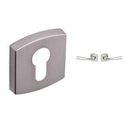 Vachette - Jeu de Rosaces Carrées MUZE/ARTIS/SCULPT Clé I Porte d’Entrée Alu Platine + Poignée de Porte MUZE Béquille/Rosace Carrée Zamak + Set de Poignée de Fenêtre MUZE - Garantie 5/10 Ans