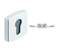 Vachette - Jeu de Rosaces Carrées MUZE/SCULT/ARTIS Clé I + Poignée de Porte ARTIS Bec de Cane + Set de Poignée de Fenêtre ARTIS + Butée de porte Jazz - Chrome Velours - Garantie 5/10 Ans