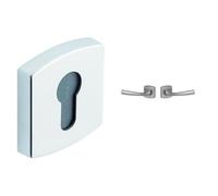 Vachette - Jeu de Rosaces Carrées MUZE/SCULT/ARTIS Clé I + Poignée de Porte MUZE Bec de Cane + Butée de porte Jazz - Zamak Résistant Corrosion - Chrome Velours - Garantie 10 Ans