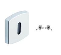 Vachette - Jeu de Rosaces Carrées MUZE/SCULT/ARTIS Clé L + Poignée de Porte SCULT + Butée de porte Jazz - Zamak - Finition Chrome Velours - Garantie 10 Ans