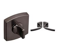 Vachette - Jeu de Rosaces Carrées MUZE/SCULT/ARTIS + Poignée de Porte ARTIS - à Condamnation Porte WC/SDB + Béquille et Rosace Carrée Solidarisées Bec de Cane - en Diamant Noir - Garantie 10 Ans