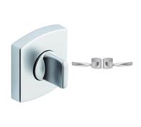 Vachette - Jeu de Rosaces Carrées MUZE/SCULT/ARTIS + Poignée de Porte ARTIS - à Condamnation Porte WC/SDB + Béquille et Rosace Carrée Solidarisées Bec de Cane - Chrome Velours - Garantie 10 Ans