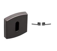 Vachette - Jeu de Rosaces Carrées MUZE/SCULT/ARTIS + Poignée de Porte MUZE - Clé I Porte d'Entrée à Cylindre + Béquille et Rosace Carrée Solidarisées Bec de Cane - en Diamant Noir - Garantie 10 Ans