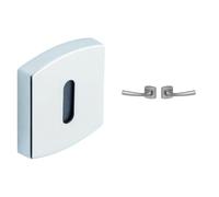 Vachette - Jeu de Rosaces Carrées MUZE/SCULT/ARTIS + Poignée de Porte MUZE - Version Clé L Chambre/Bureau + Béquille et Rosace Carrée Solidarisées Bec de Cane - en Chrome Velours - Garantie 10 Ans