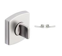 Vachette - Jeu de Rosaces Carrés MUZE, ARTIS, SCULPT + Condamnation WC + Poignée de Porte MUZE + Set de Poignée de Fenêtre Indexage 90° - Finition Platine - Garantie 5/10 Ans