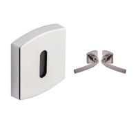 Vachette - Jeu de Rosaces Carrés MUZE/ARTIS/SCULPT + Poignée de Porte ARTIS - Clé L pour Porte de Chambre/Bureau + Béquille et Rosace Carrée Solidarisées Bec de Cane - Platine - Garantie 10 Ans