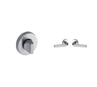 Vachette - Jeu de Rosaces Rondes INOX/LAGON + Poignée de porte Linox 491 - Clé I pour Porte d’Entrée/Cave/Bureau/Garage + Béquille Droite sur Rosace Ronde - en Acier - Garantie 10 ans