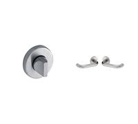 Vachette - Jeu de Rosaces Rondes INOX/LAGON + Poignée de Porte Linox 492 - Clé L pour Porte de Chambre/Bureau + Béquille à Retour sur Rosace Ronde - en Acier Inoxydable - Garantie 10 ans